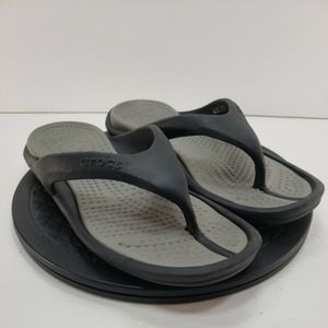Crocs Athens Flip Flop Sandals Men's 8 Women's 10 Gray Black